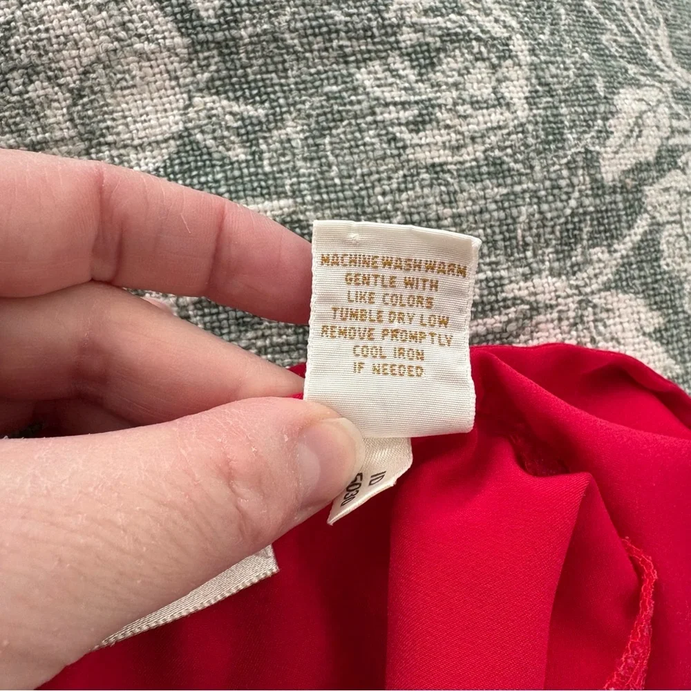 Victoria’s Secret Vintage Gold Label Red Satin Lace Button Down Nightgown Tunic